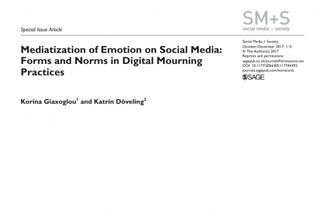 Peer-reviewed article: Mediatization of emotion on social media: forms and norms in digital mourning practices